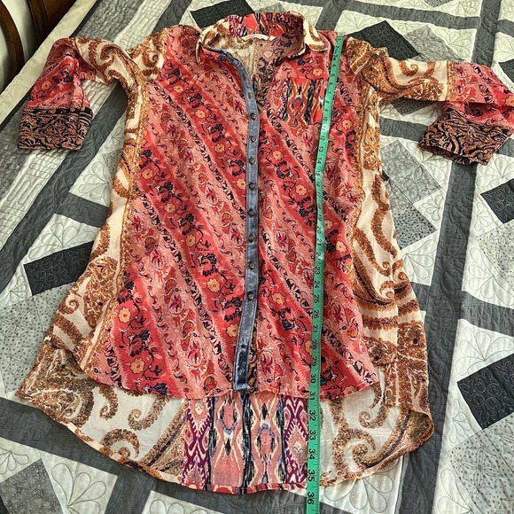 Soft Surroundings‎ Brynn Pink Floral Paisley Button Front Tunic Top Shirt small - Picture 8 of 9